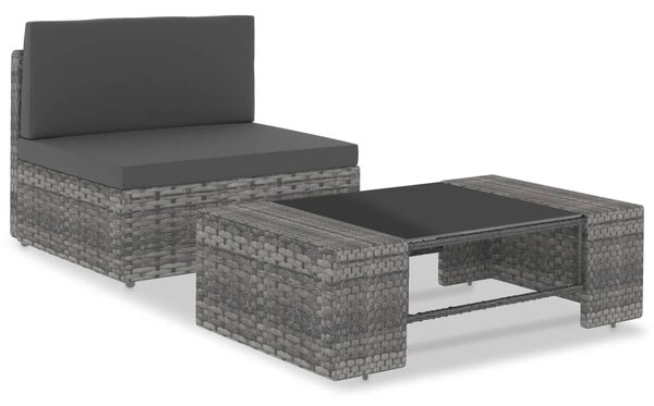 2 részes szürke polyrattan kerti ülőgarnitúra