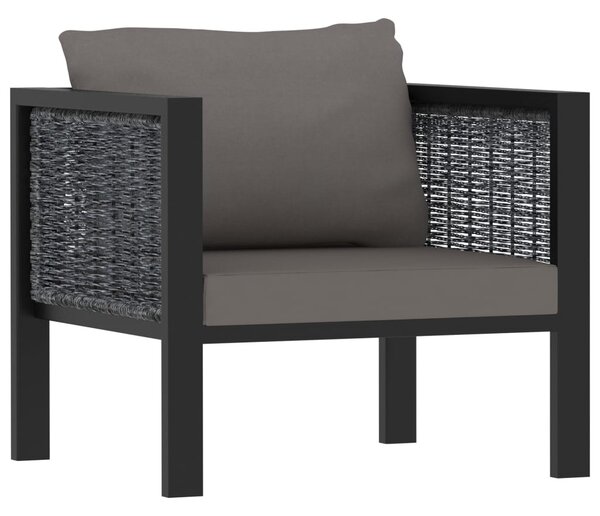 8 részes antracitszürke kerti polyrattan ülőgarnitúra párnákkal