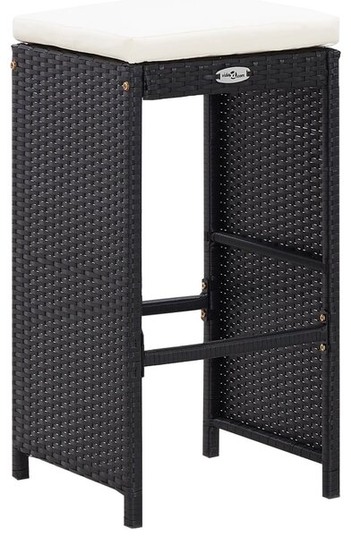9-részes fekete kültéri polyrattan bárszett