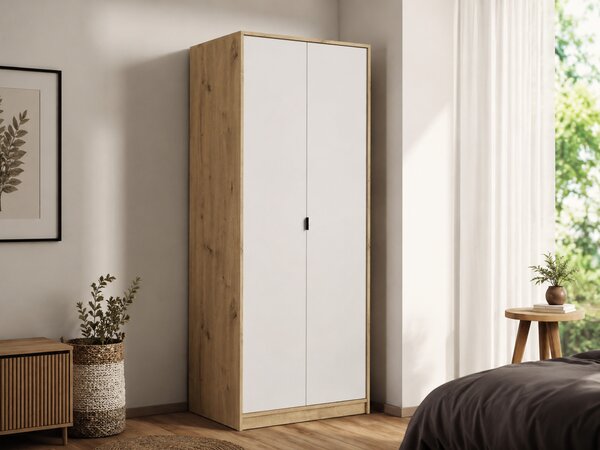 NEPON szekrény 80x197x55 - artisan tölgy / fehér