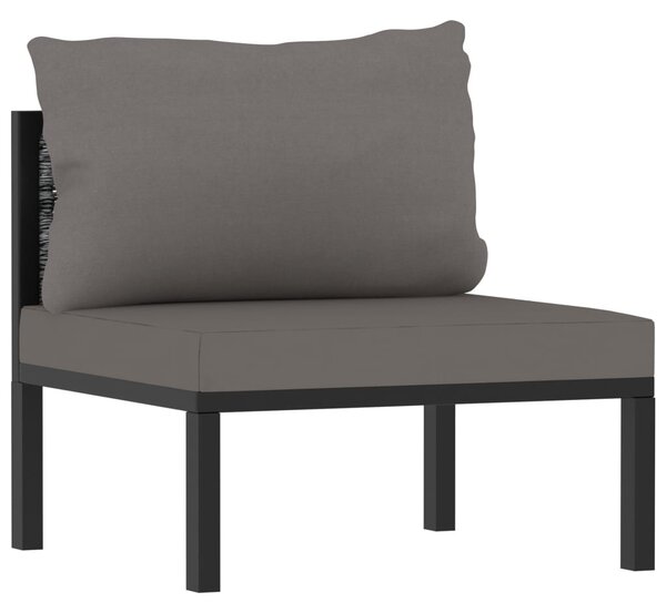 6 részes antracitszürke kerti polyrattan ülőgarnitúra párnákkal