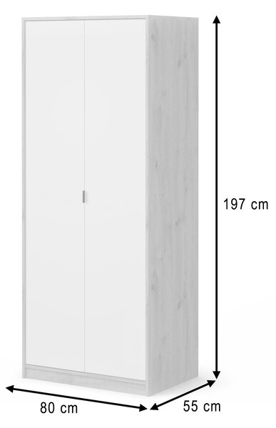 NEPON szekrény 80x197x55 - artisan tölgy / fehér