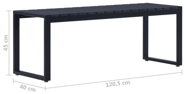 Fekete polisztirol lemez kerti pad 120,5 cm