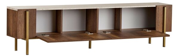 Hanah Home TV Stand Travertine Barok Walnut Gold Nexus - Travertine, Barok Walnut, Gold