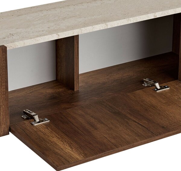 Hanah Home TV Stand Travertine Barok Walnut Gold Nexus - Travertine, Barok Walnut, Gold
