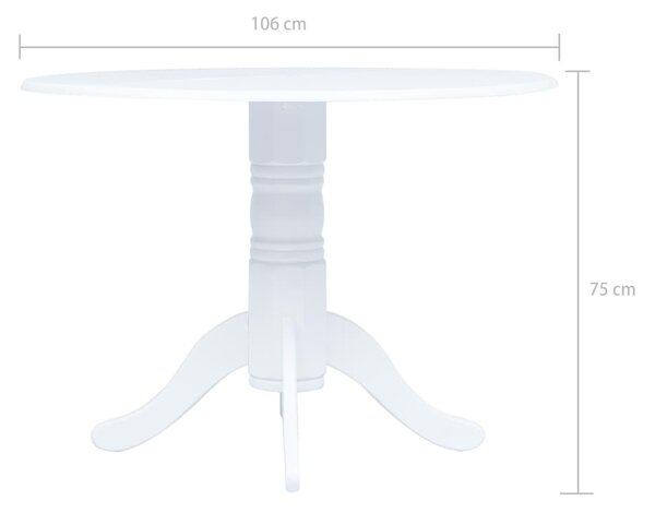 Fehér tömör gumifa étkezőasztal 106 cm