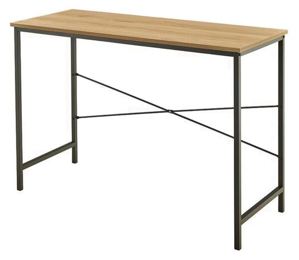 Intenso Home íróasztal / számítógépasztal 100x40cm | Masszív fém váz, fekete - aranytölgy szín
