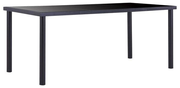 Fekete edzett üveg étkezőasztal 180 x 90 x 75 cm