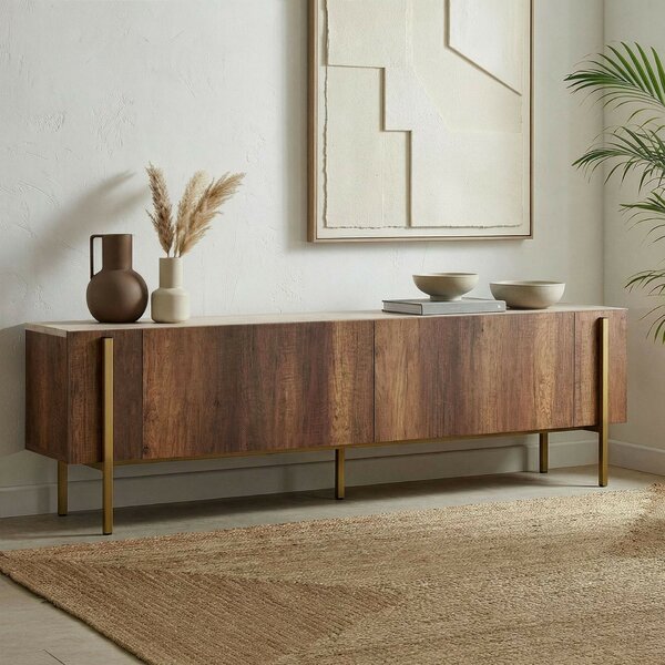 Hanah Home TV Stand Travertine Barok Walnut Gold Nexus - Travertine, Barok Walnut, Gold