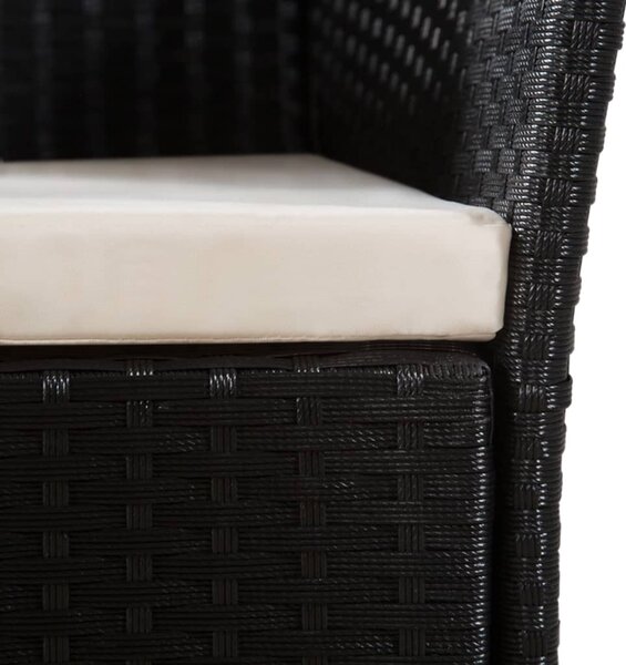5-részes fekete és barna kültéri polyrattan étkezőgarnitúra