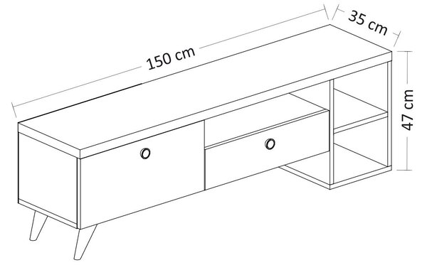 Hanah Home TV állvány Fekete Tölgy Parion - Fekete