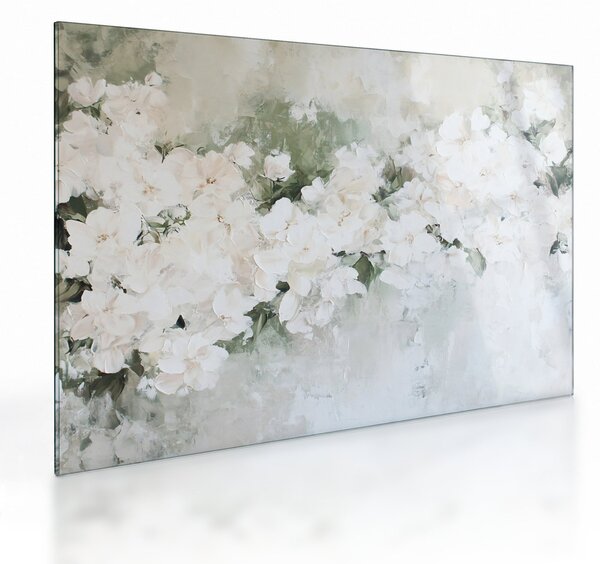 Üveg kép - Fehér virág absztrakció (70x50 cm)