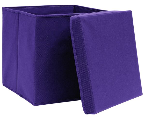 10 db lila szövet tárolódoboz fedéllel 32 x 32 x 32 cm