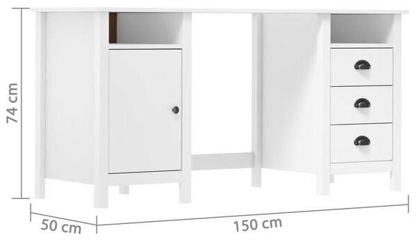 Hill fehér tömör fenyőfa íróasztal 150 x 50 x 74 cm