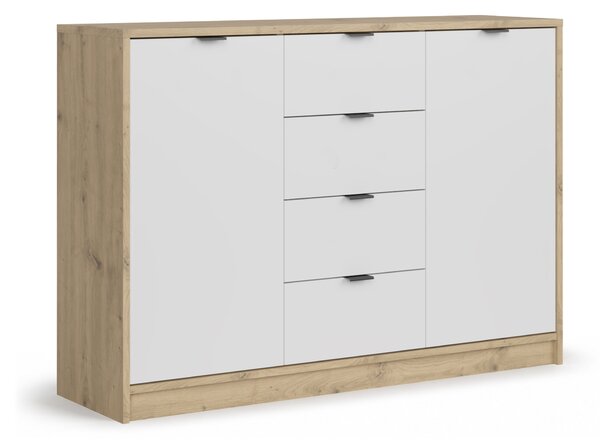 NEPON széles fiókos komód - artisan tölgy / fehér