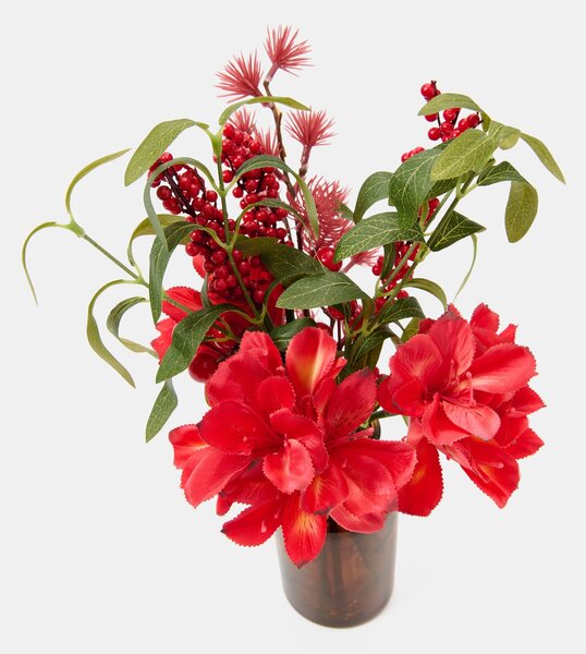 Sinsay - Dísznövény váza – azálea csokor sorbival - piros