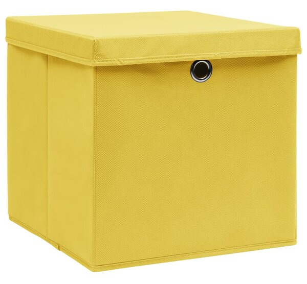 10 db sárga szövet tárolódoboz fedéllel 32 x 32 x 32 cm