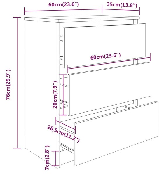 Betonszürke szerelt fa tálalószekrény 60 x 35 x 76 cm