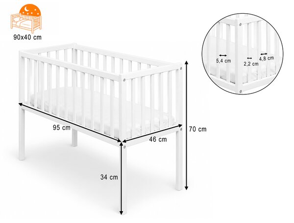 CRIB SIDE kiságy 90x40 - fehér