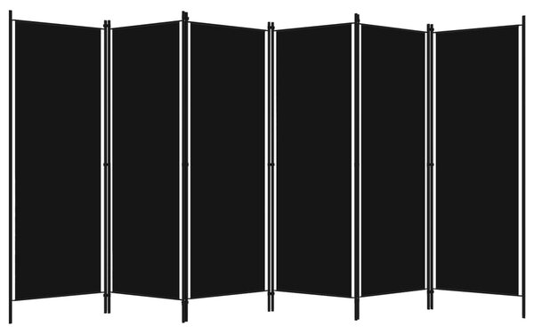 Fekete 6 paneles paraván 300 x 180 cm