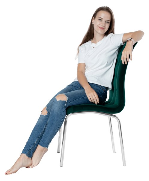 KONDELA Étkezőszék, smaragd Velvet szövet/króm, GERDA NEW