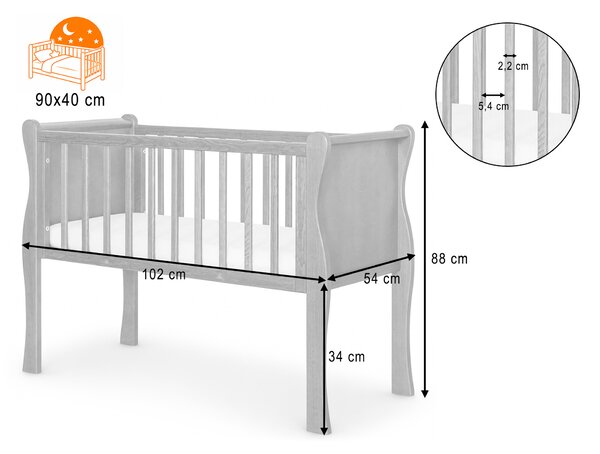 CRIB NOBLE kiságy 90x40 - fehér