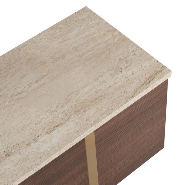 Hanah Home TV Stand Travertine Milano Walnut Gold Onera - Travertine, Milano Walnut, Gold