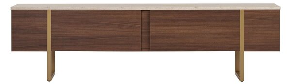 Hanah Home TV Stand Travertine Milano Walnut Gold Onera - Travertine, Milano Walnut, Gold