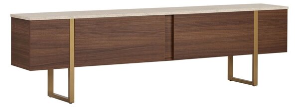 Hanah Home TV Stand Travertine Milano Walnut Gold Onera - Travertine, Milano Walnut, Gold