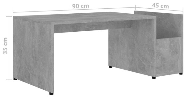 Betonszürke szerelt fa dohányzóasztal 90 x 45 x 35 cm