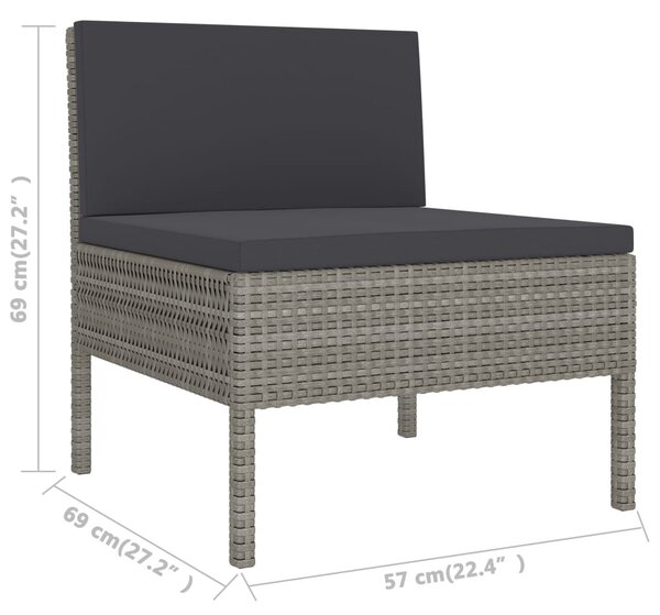 3 db szürke polyrattan kerti szék párnával