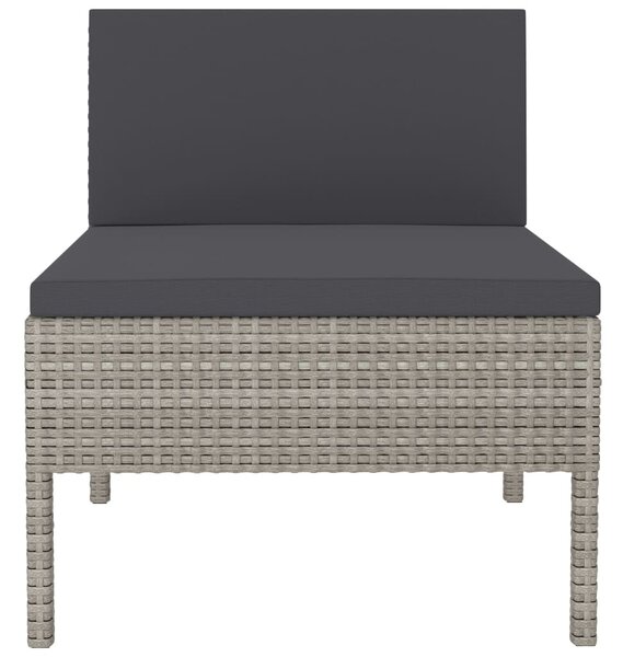 3 db szürke polyrattan kerti szék párnával