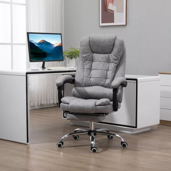 Vinsetto Főnöki szék masszázsfunkcióval, ergonomikus íróasztal szék dönthető és fűthető funkcióval, távirányítóval, szürke