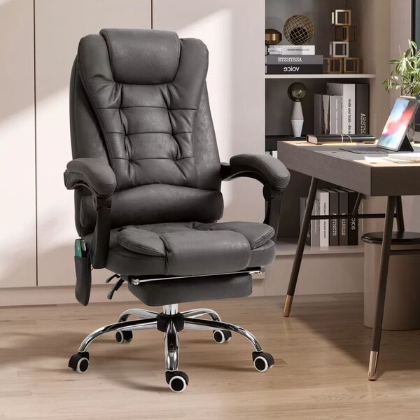 Vinsetto Főnöki szék masszázsfunkcióval, ergonomikus íróasztal szék dönthető és fűthető funkcióval, távirányítóval, fekete