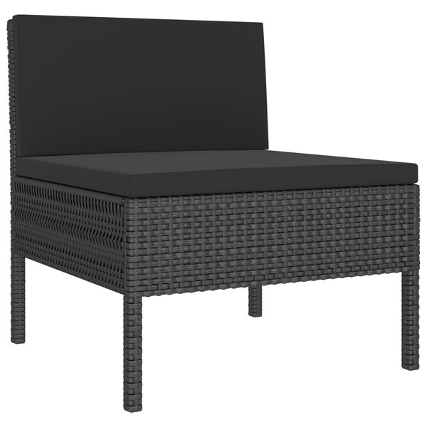 VidaXL 2-részes fekete polyrattan kerti bútorszett párnákkal