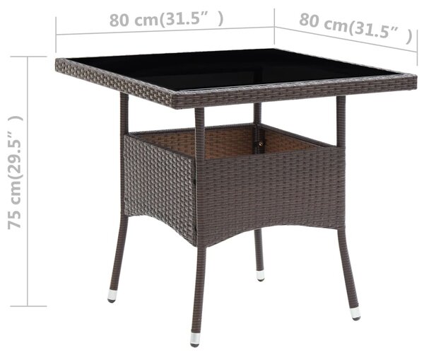 Barna polyrattan kerti étkezőasztal