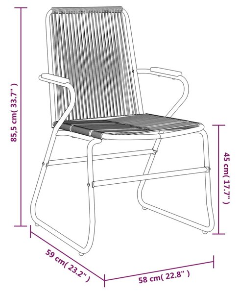 2 db fekete PVC rattan kerti szék 58 x 59 x 85,5 cm