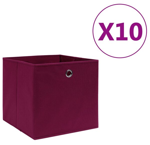 10 db sötétpiros nem szőtt szövet tárolódoboz 28 x 28 x 28 cm