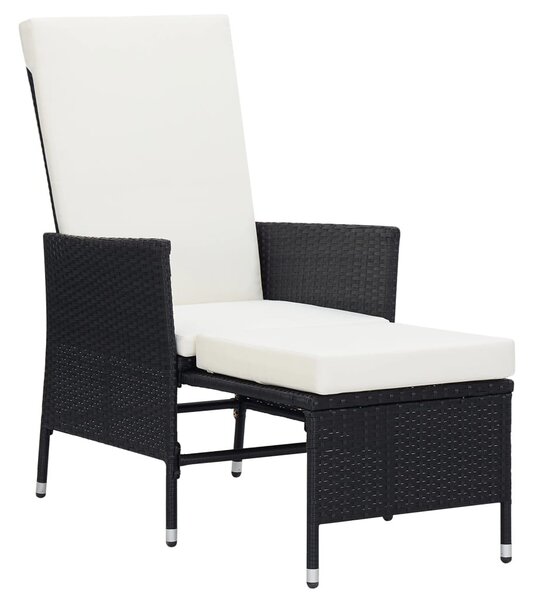 3 részes fekete polyrattan kerti bútorszett párnákkal
