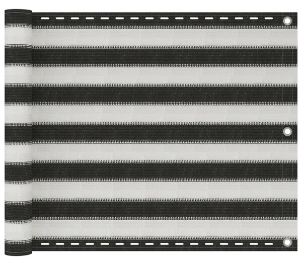Antracitszürke-fehér HDPE erkélynapellenző 75 x 300 cm