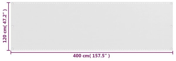 Fehér HDPE erkélytakaró 120 x 400 cm