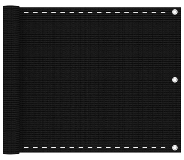 Fekete HDPE erkélytakaró 75 x 500 cm