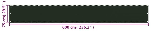 Sötétzöld HDPE erkélytakaró 75 x 600 cm