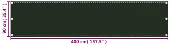 Sötétzöld HDPE erkélytakaró 90 x 400 cm