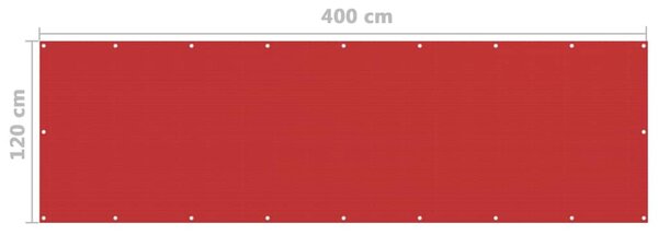 Piros HDPE erkélytakaró 120 x 400 cm