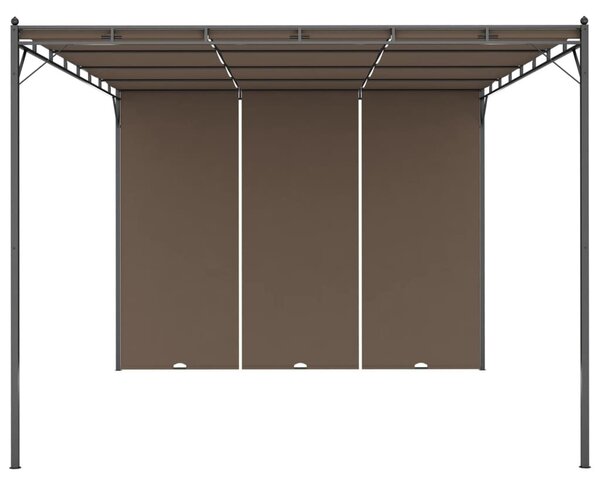 Tópszínű kerti pavilon oldalfüggönnyel 4 x 3 x 2,25 m