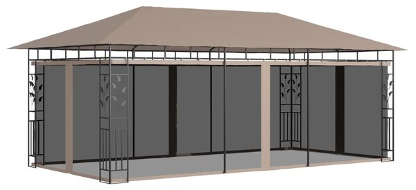 Tópszínű pavilon szúnyoghálóval 6 x 3 x 2,73 m 180 g/m²