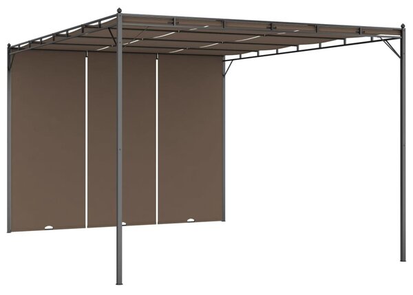 Tópszínű kerti pavilon oldalfüggönnyel 4 x 3 x 2,25 m