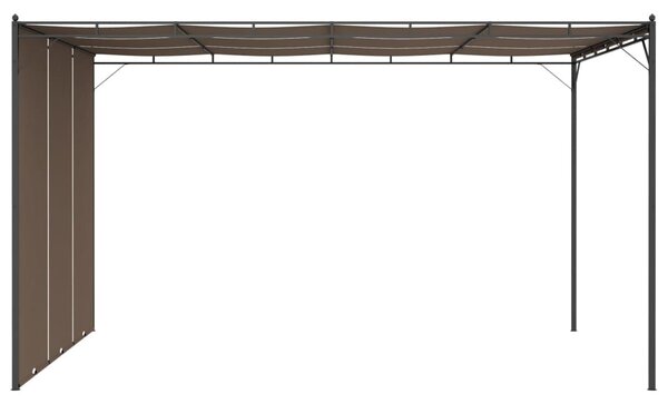 Tópszínű kerti pavilon oldalfüggönnyel 4 x 3 x 2,25 m