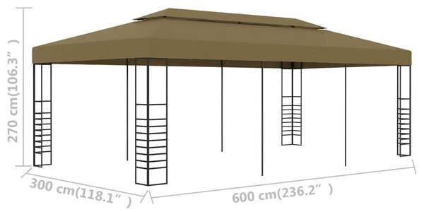 Tópszínű kerti pavilon 6 x 3 x 2,7 m 180 g/m²